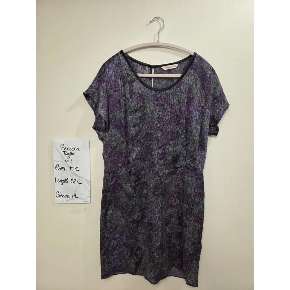 Rebecca Taylor Side Floral 100% Silk Mini Dress Size 8 Bust 17.5in MOTB MOTG